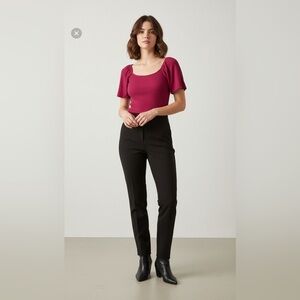 1X Ava & Viv pink short puff sleeve top